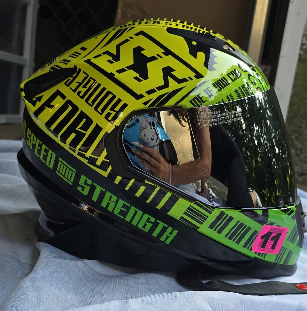 Speed and Strength Black and Neon Green Helmet